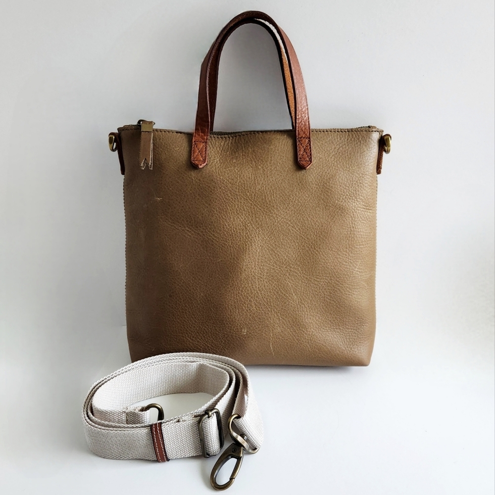 Madewell Transport Neutral Olive Leather Bag With Removable Crossbody Strap